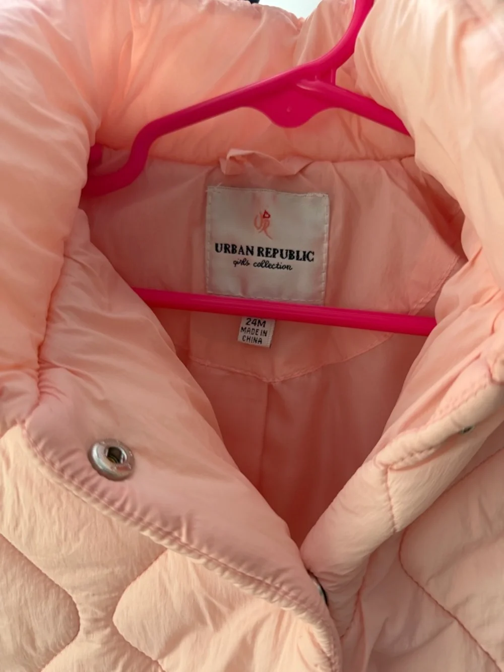 Urban Republic Quilted Hooded Puffer Jacket - Peach